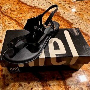 Mini Melissa Girls Black Jelly Sandal Size 1 with Bow